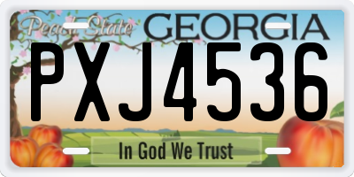 GA license plate PXJ4536