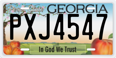 GA license plate PXJ4547
