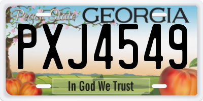 GA license plate PXJ4549
