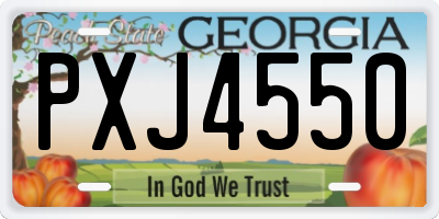GA license plate PXJ4550