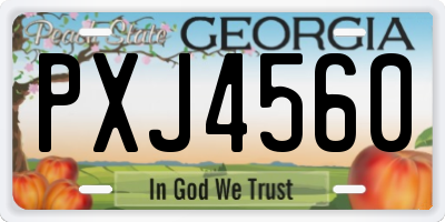 GA license plate PXJ4560