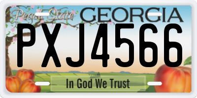 GA license plate PXJ4566