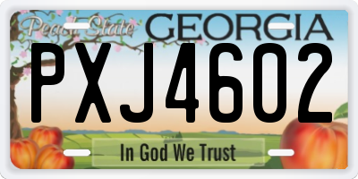 GA license plate PXJ4602