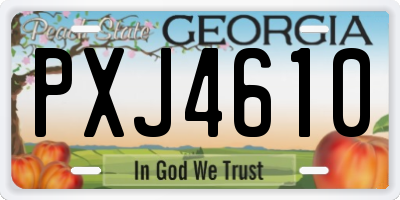 GA license plate PXJ4610
