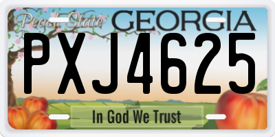 GA license plate PXJ4625