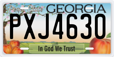 GA license plate PXJ4630