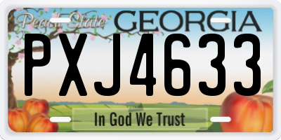 GA license plate PXJ4633