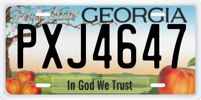 GA license plate PXJ4647
