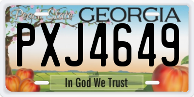 GA license plate PXJ4649