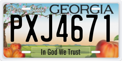 GA license plate PXJ4671