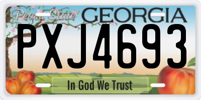 GA license plate PXJ4693