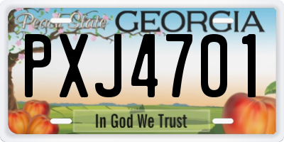 GA license plate PXJ4701