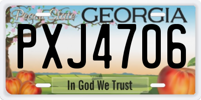 GA license plate PXJ4706