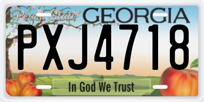 GA license plate PXJ4718
