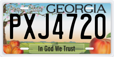 GA license plate PXJ4720