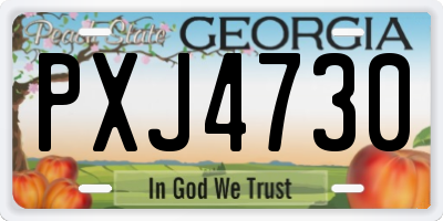 GA license plate PXJ4730