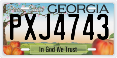 GA license plate PXJ4743