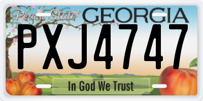 GA license plate PXJ4747