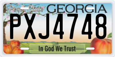 GA license plate PXJ4748