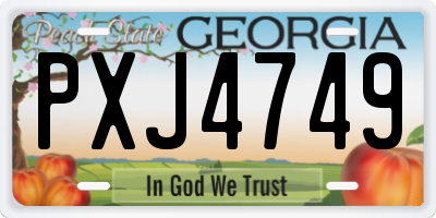 GA license plate PXJ4749