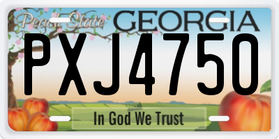 GA license plate PXJ4750