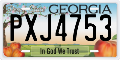 GA license plate PXJ4753