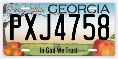 GA license plate PXJ4758