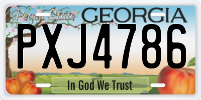 GA license plate PXJ4786