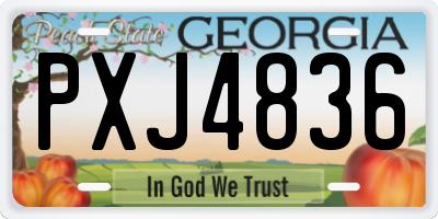 GA license plate PXJ4836