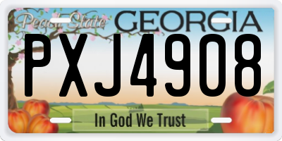 GA license plate PXJ4908