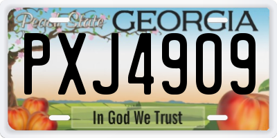 GA license plate PXJ4909