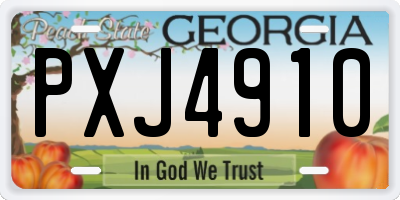 GA license plate PXJ4910