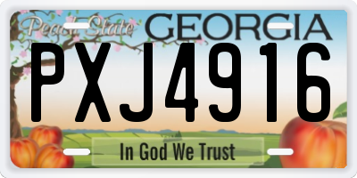 GA license plate PXJ4916