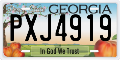 GA license plate PXJ4919