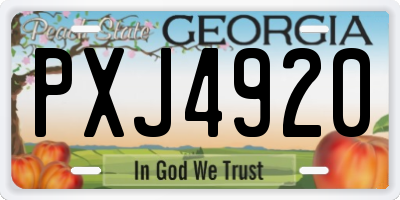 GA license plate PXJ4920