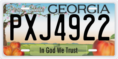 GA license plate PXJ4922