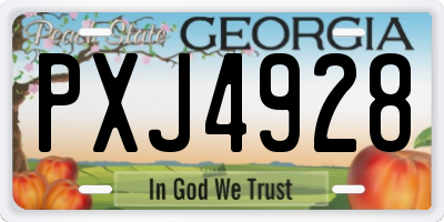 GA license plate PXJ4928