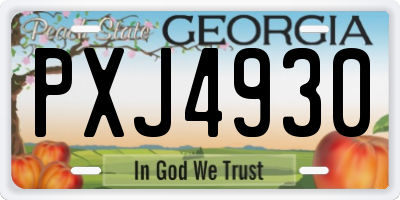 GA license plate PXJ4930