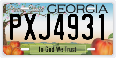 GA license plate PXJ4931