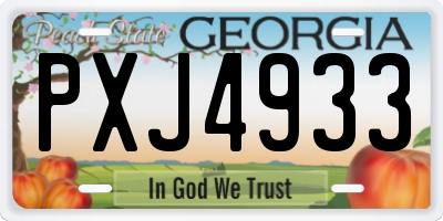 GA license plate PXJ4933
