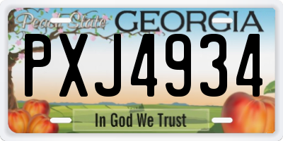 GA license plate PXJ4934