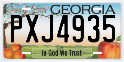 GA license plate PXJ4935