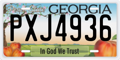 GA license plate PXJ4936