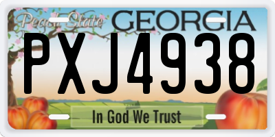 GA license plate PXJ4938