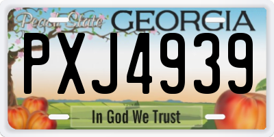 GA license plate PXJ4939