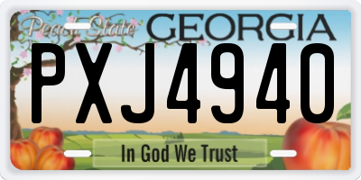 GA license plate PXJ4940