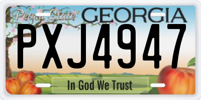 GA license plate PXJ4947