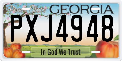 GA license plate PXJ4948