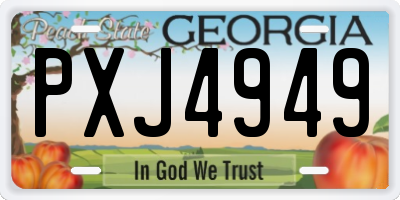 GA license plate PXJ4949