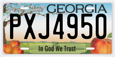 GA license plate PXJ4950